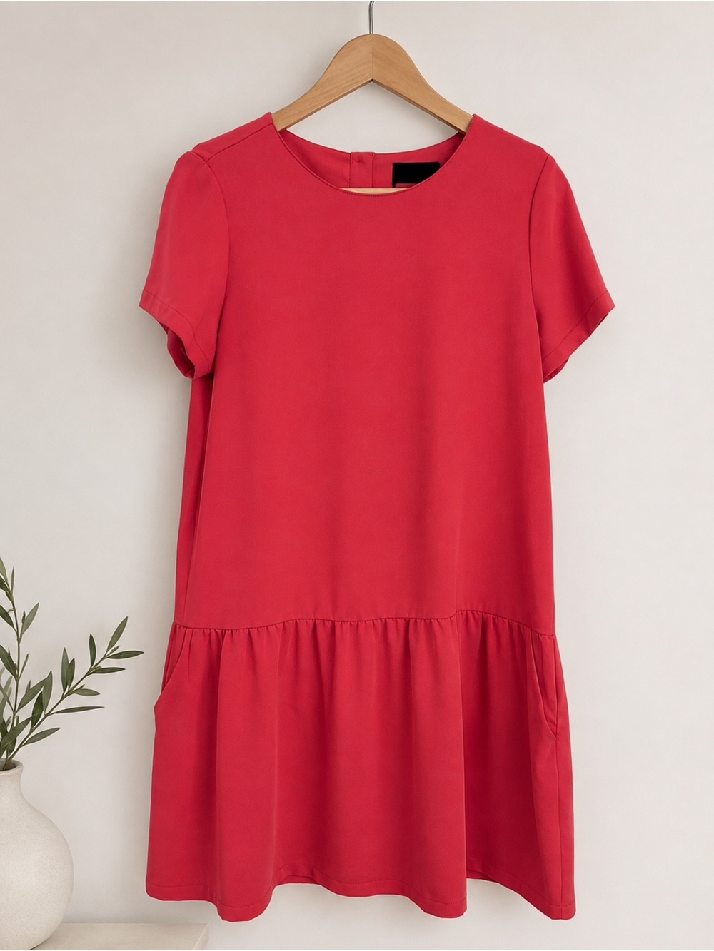Cynthia Rowley Coral Pink Shift Dress Size 10 Drop Waist Pockets Short Sleeve - Picture 2 of 6